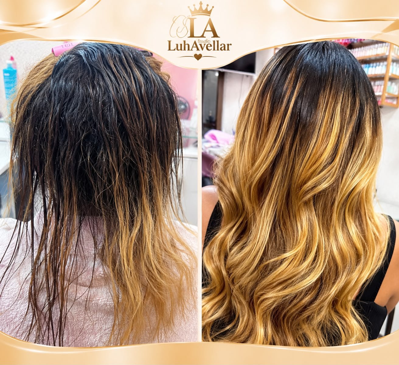 Antes e Depois Mega Hair Morena